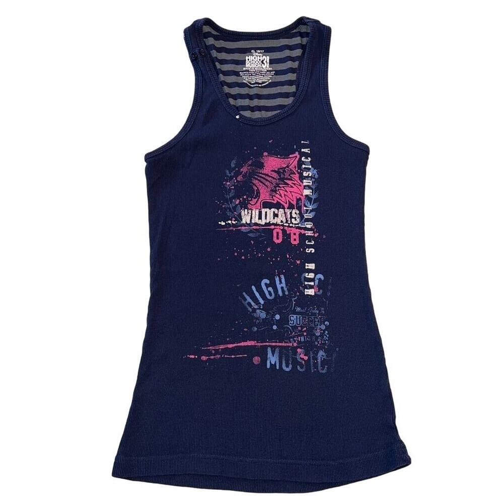 Disney Girls Tank Top High School Musical 3 Senior Year Blue Racerback Ribbed XL